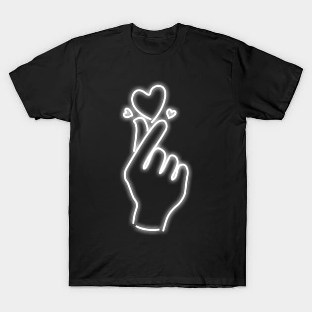 Korean Graphic Finger Heart Hand I Love You Kpop Merch K-pop T-Shirt by johnii1422
